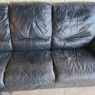 Black 3-Seater Faux Leather Sofa