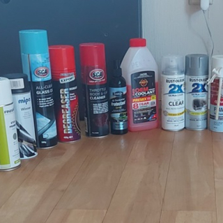 a variety of car sprays 