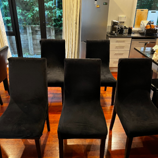 5 black dining chairs