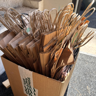 Box of brown paper bags