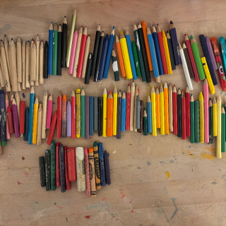 Colouring pencils and crayons