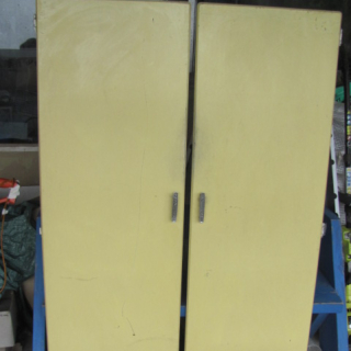 pair of vintage cupboard doors - yellow