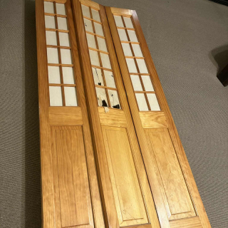 2 x wooden sliding & folding doors
