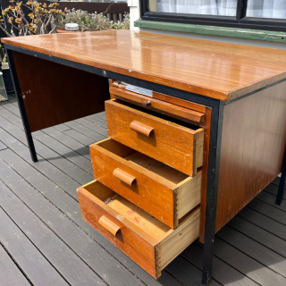 Office Desk Solid Wood Metal Frame 