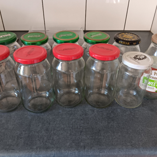 GLASS JARS (11) with tops